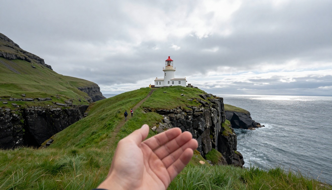 Illustration evoking Kallur Lighthouse — Kalsoy
