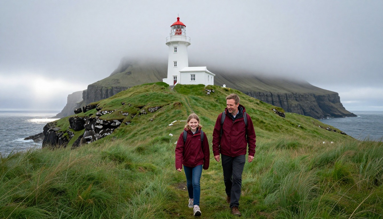 Illustration capturing a moment at Kallur Lighthouse — Kalsoy