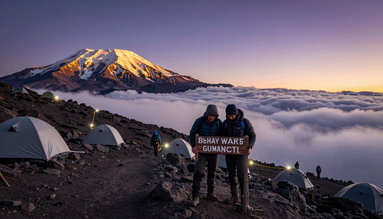 Illustration evoking Kilimanjaro — Barafu & the Summit