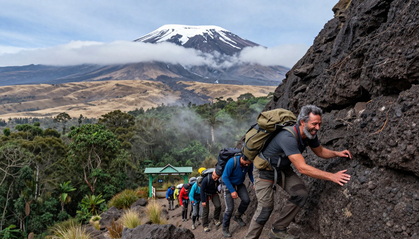 Illustration capturing a moment at Kilimanjaro — Machame Route