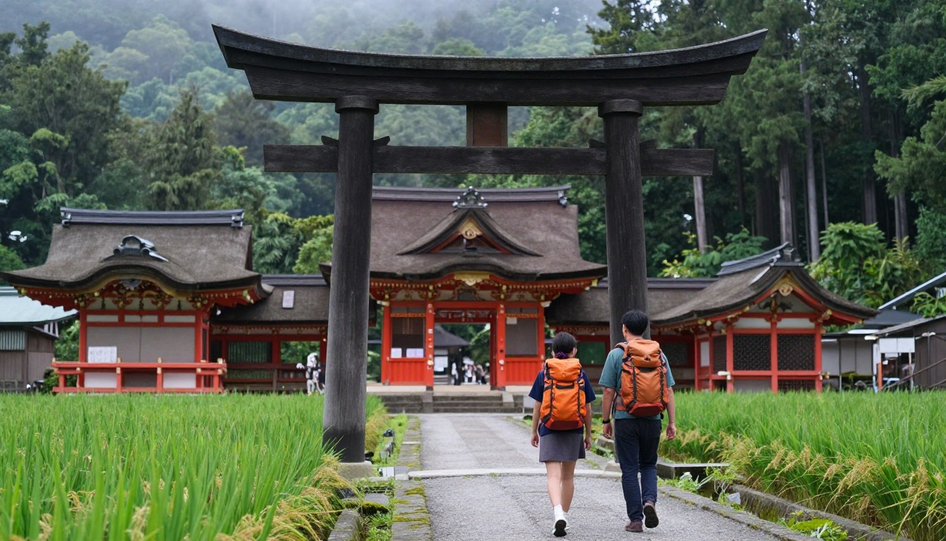 Illustration capturing a moment at Kumano Kodo — Nakahechi