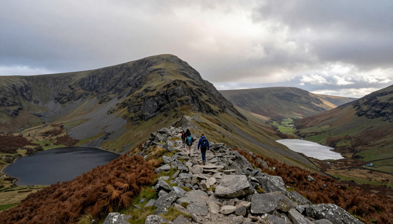Illustration evoking Lake District — Striding Edge & Scafell Pike