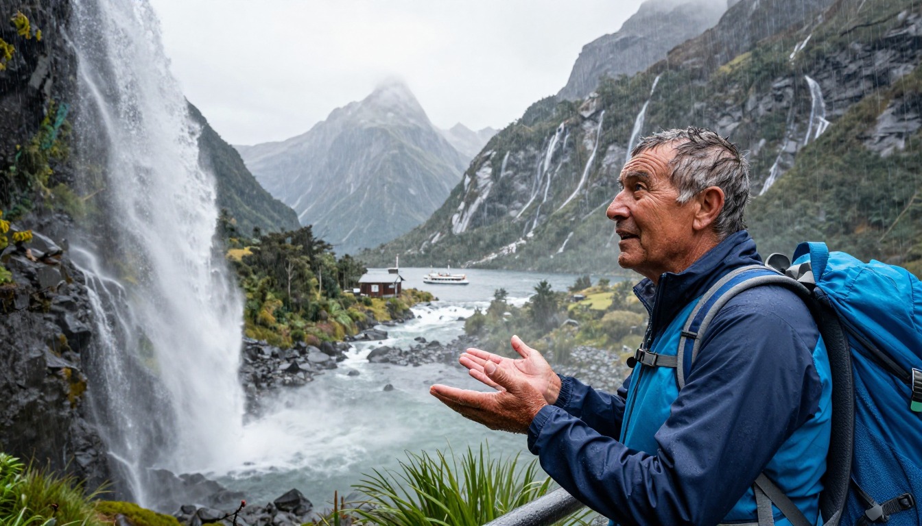 Illustration capturing a moment at Milford Track — Fiordland
