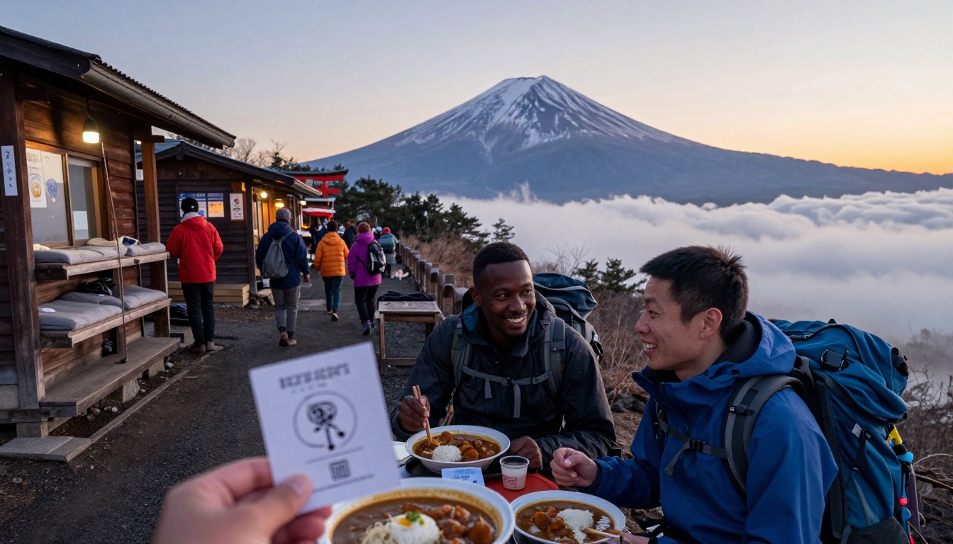 Illustration of a place to stay near Mount Fuji — Yoshida Trail