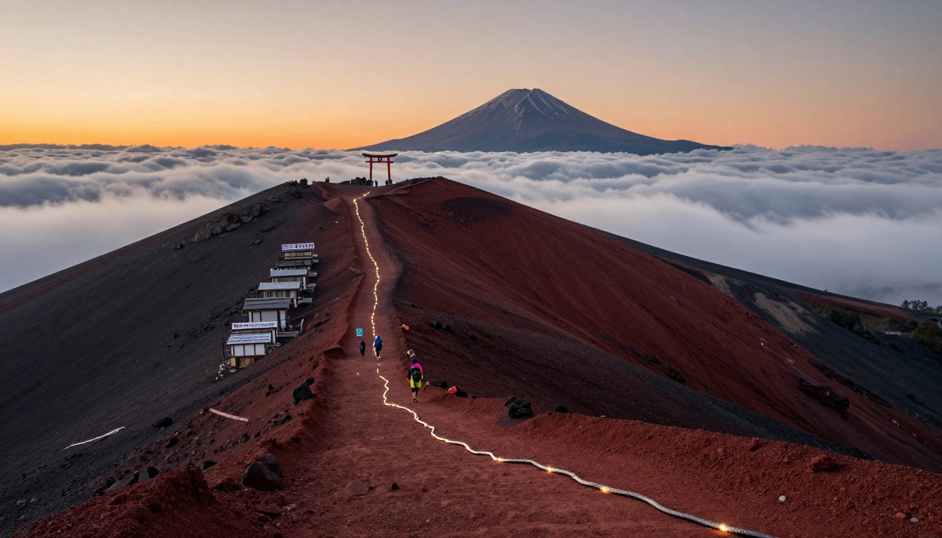 Illustration evoking Mount Fuji — Yoshida Trail