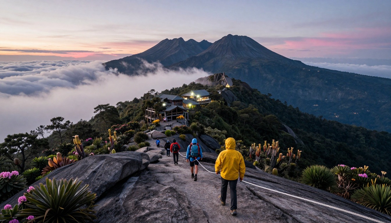 Illustration evoking Mount Kinabalu