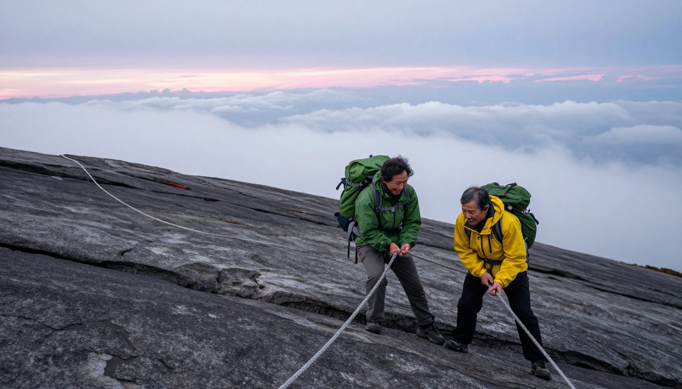 Illustration capturing a moment at Mount Kinabalu