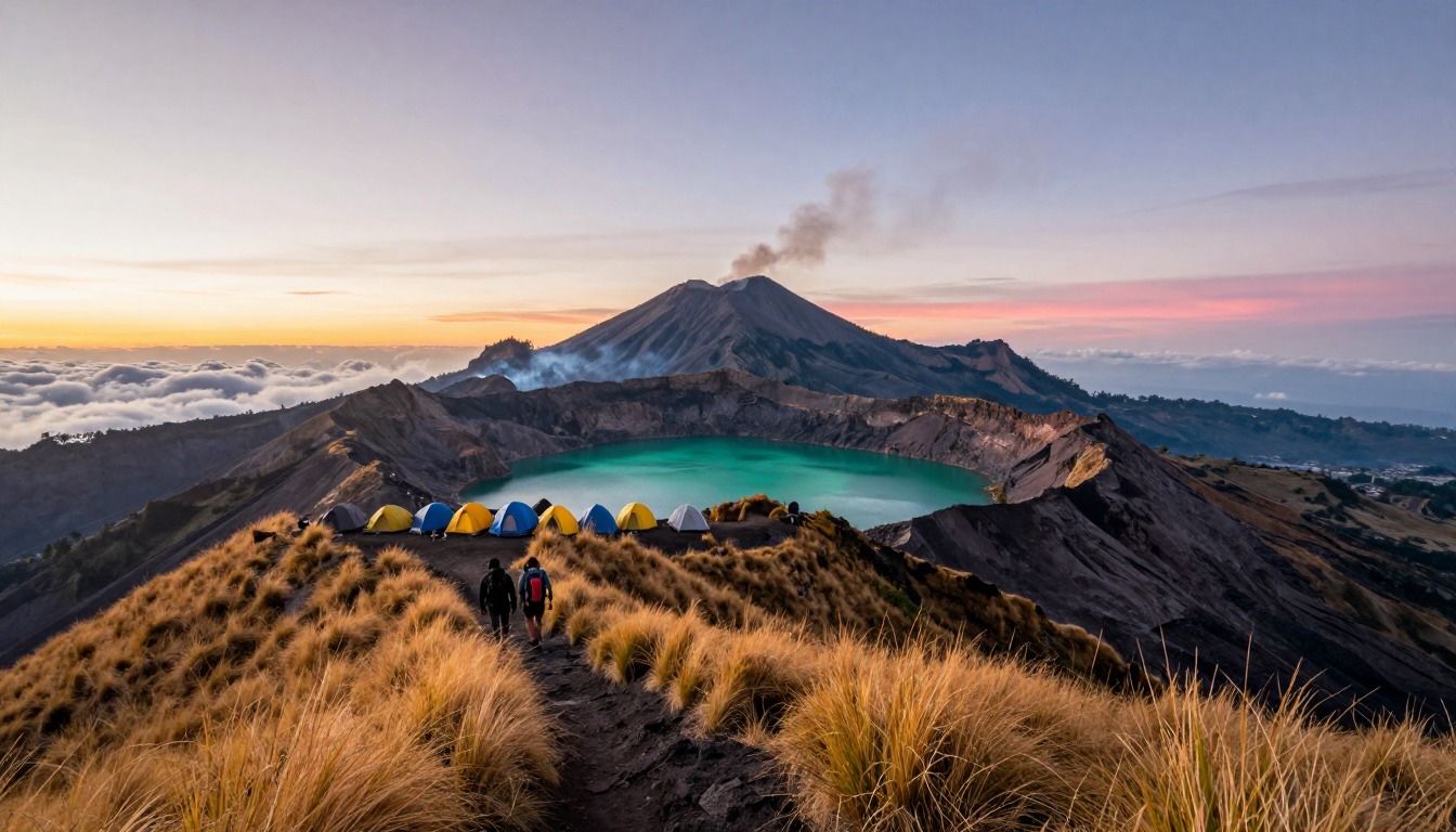 Illustration evoking Mount Rinjani