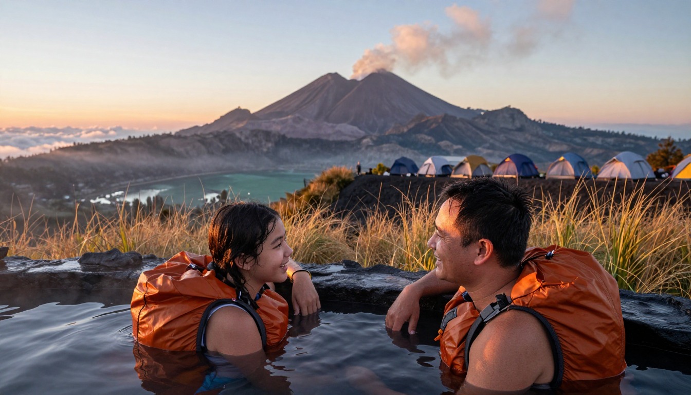 Illustration capturing a moment at Mount Rinjani