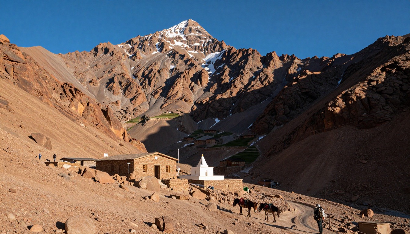 Illustration evoking Mount Toubkal — High Atlas