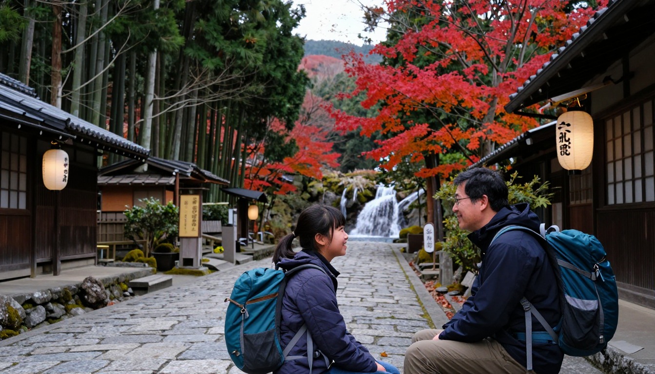 Illustration capturing a moment at Nakasendo — Magome to Tsumago