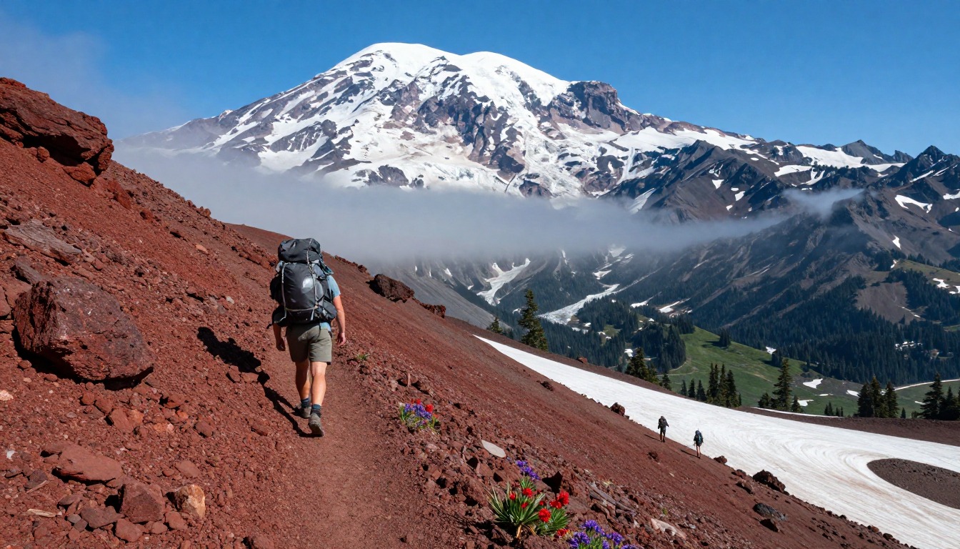 Illustration evoking PCT — Goat Rocks & the Knife’s Edge