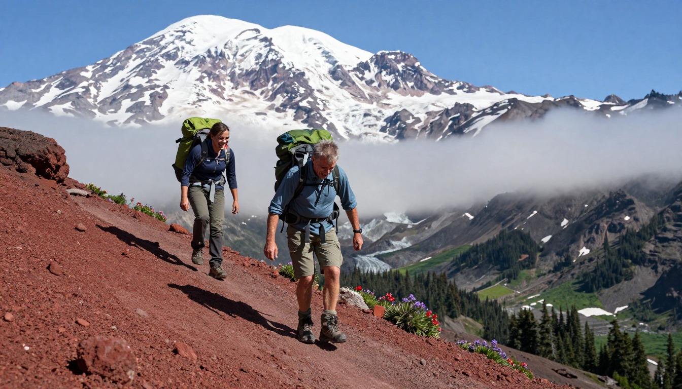 Illustration capturing a moment at PCT — Goat Rocks & the Knife’s Edge