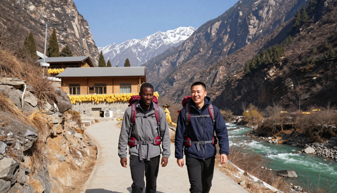 Illustration of the trail at Tiger Leaping Gorge