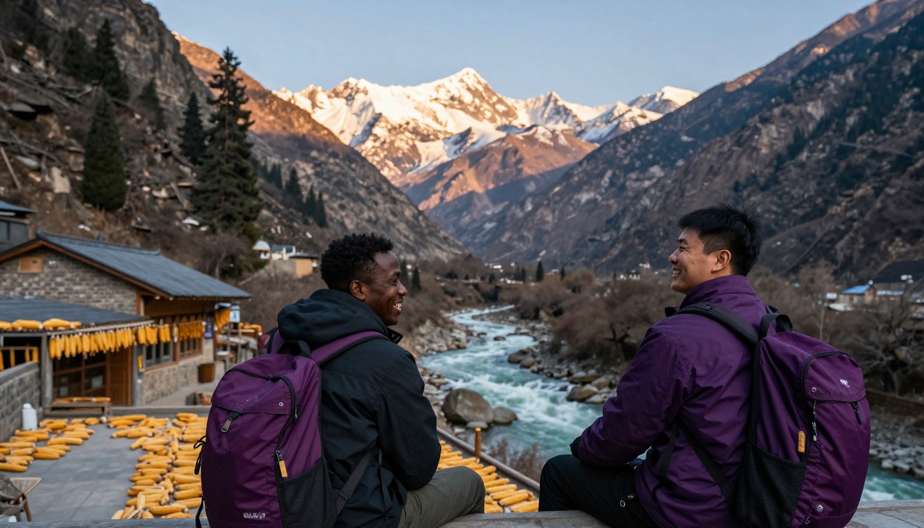 Illustration capturing a moment at Tiger Leaping Gorge