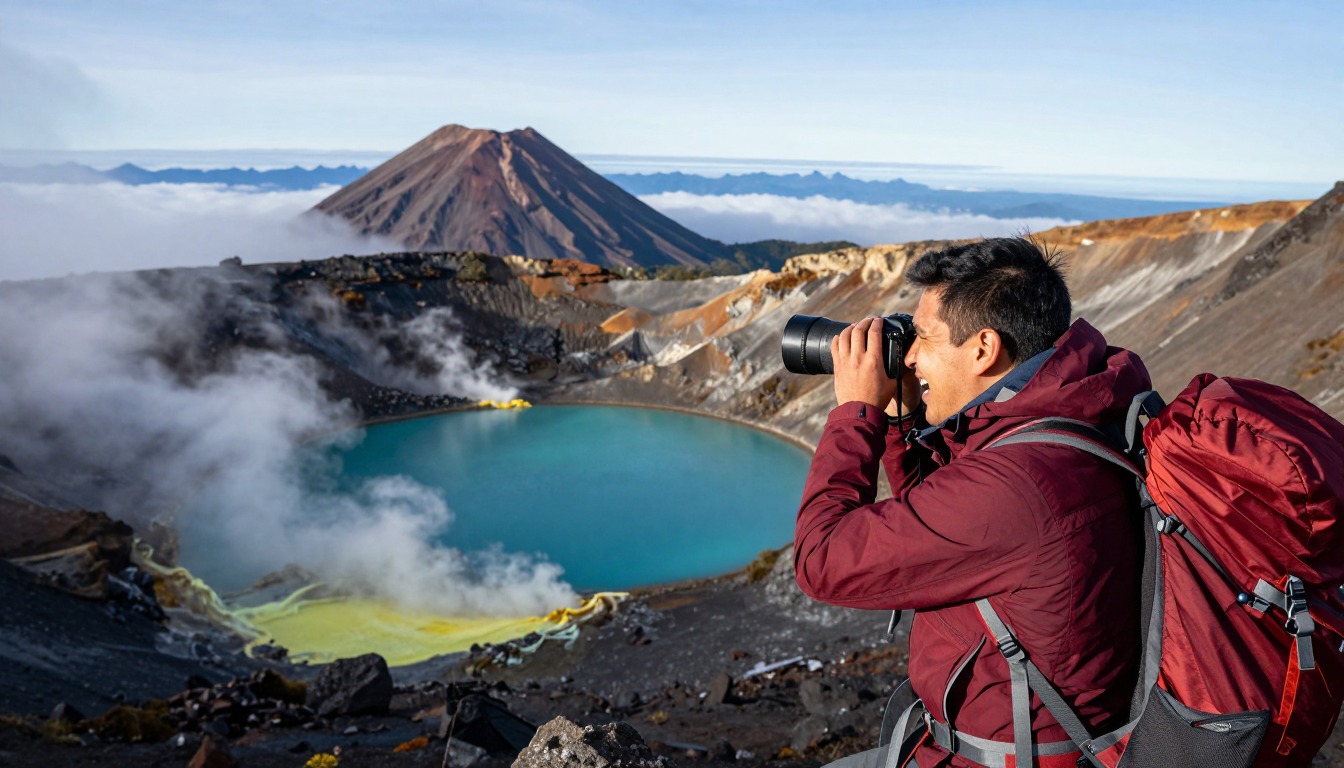 Illustration capturing a moment at Tongariro Alpine Crossing