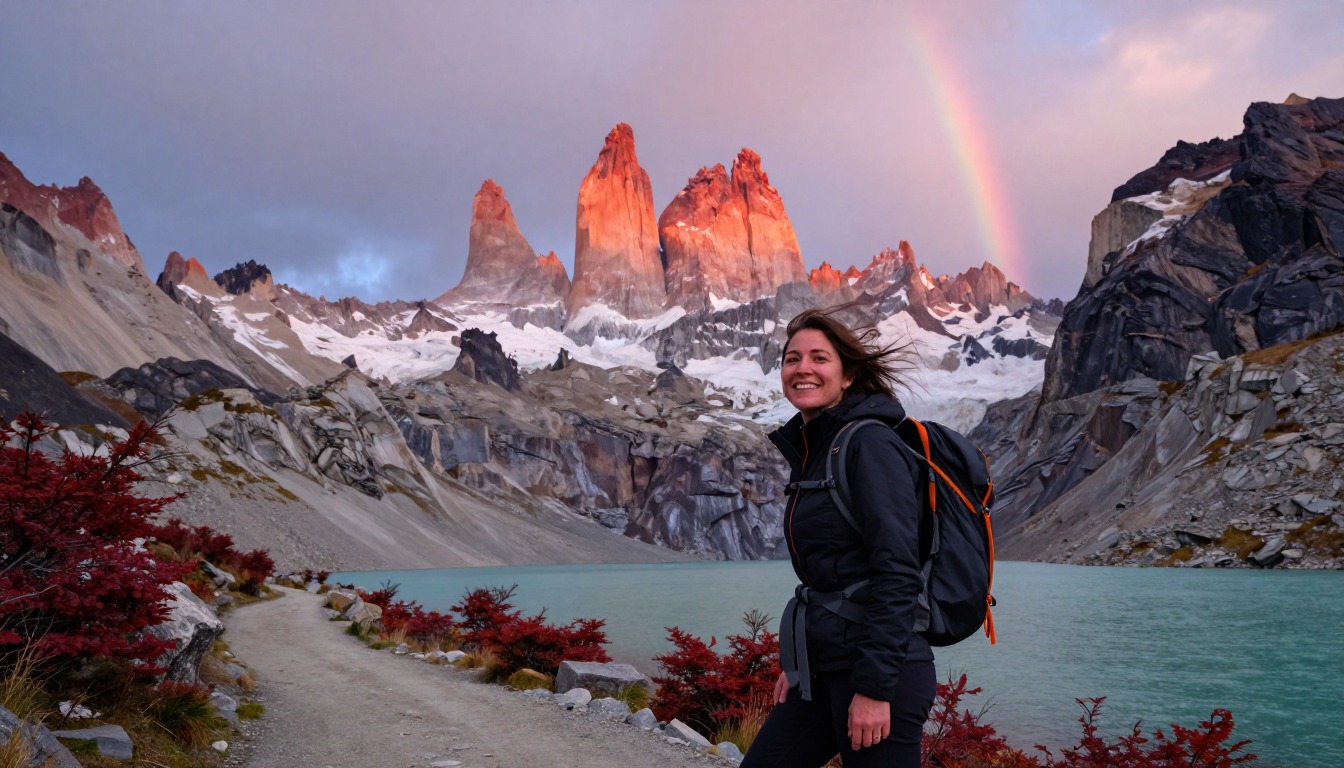 Illustration capturing a moment at Torres del Paine — W Trek