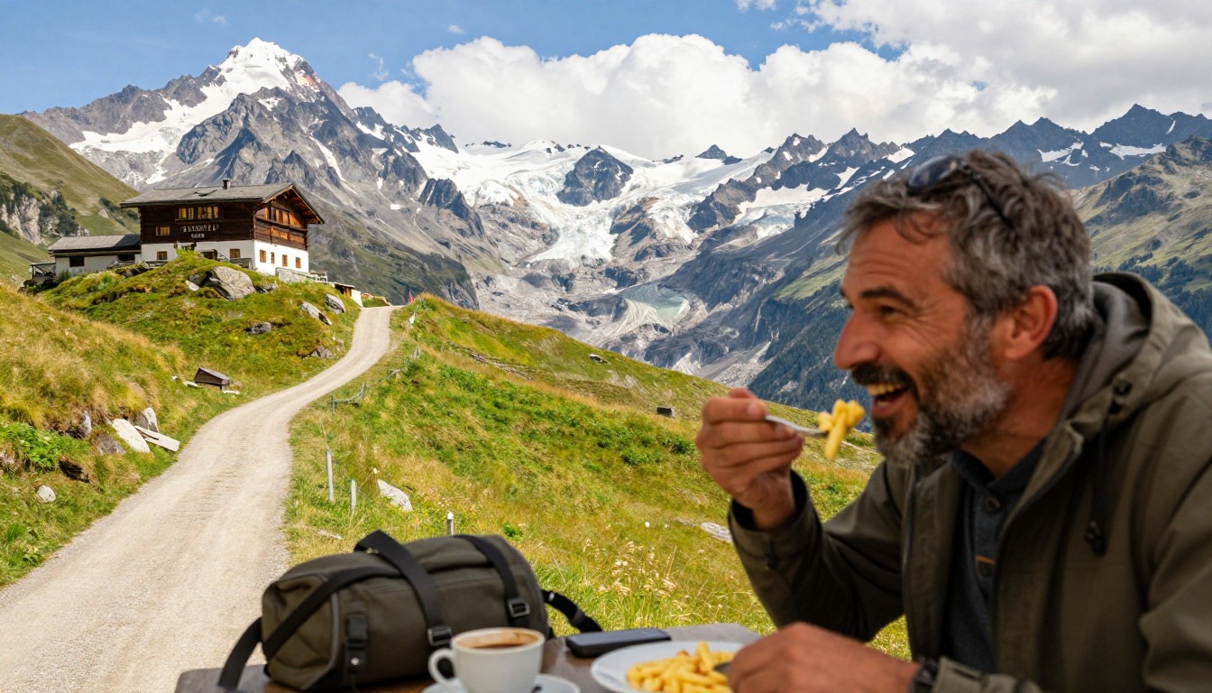 Illustration capturing a moment at Tour du Mont Blanc — Val Veny & Courmayeur