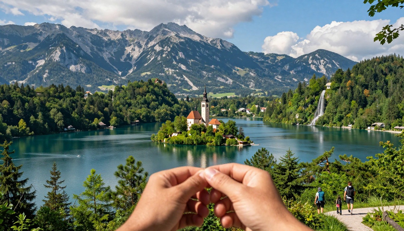 Illustration evoking Mount Triglav & Lake Bled