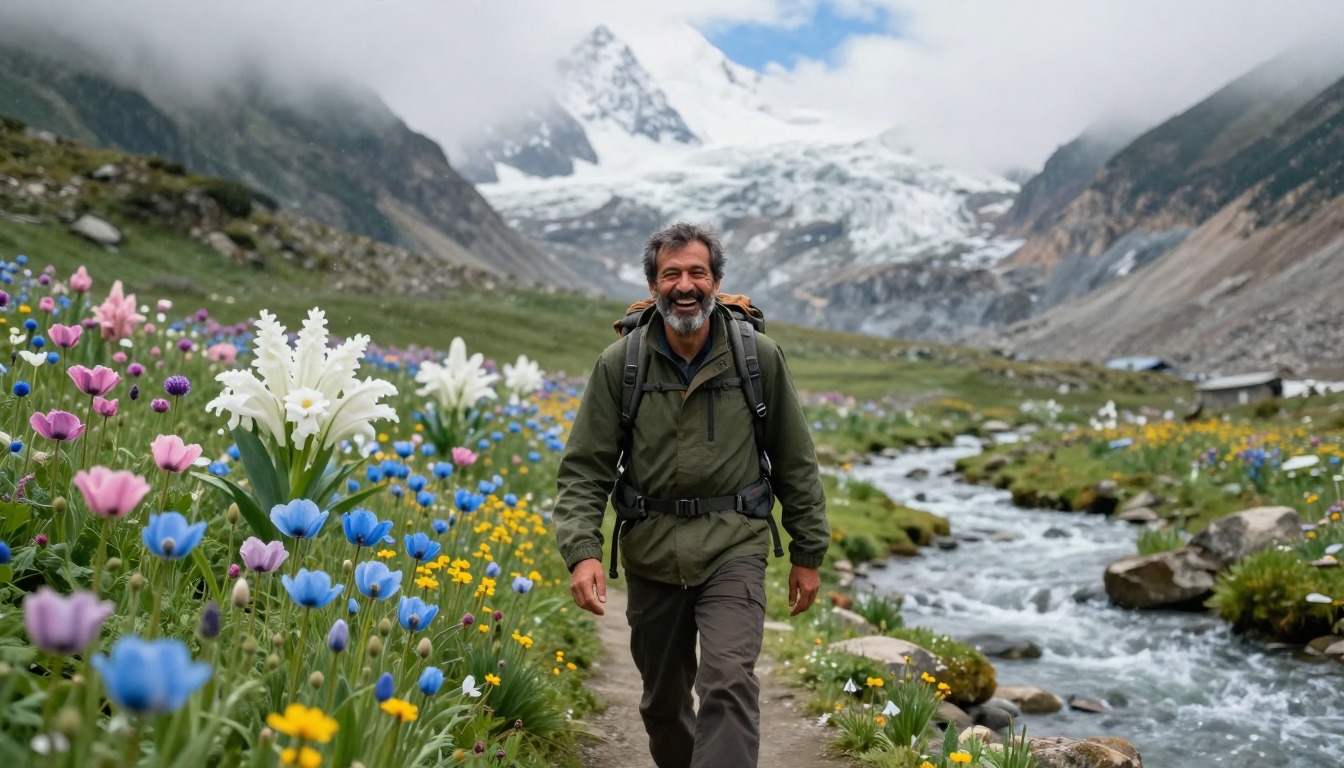 Illustration of the trail at Valley of Flowers