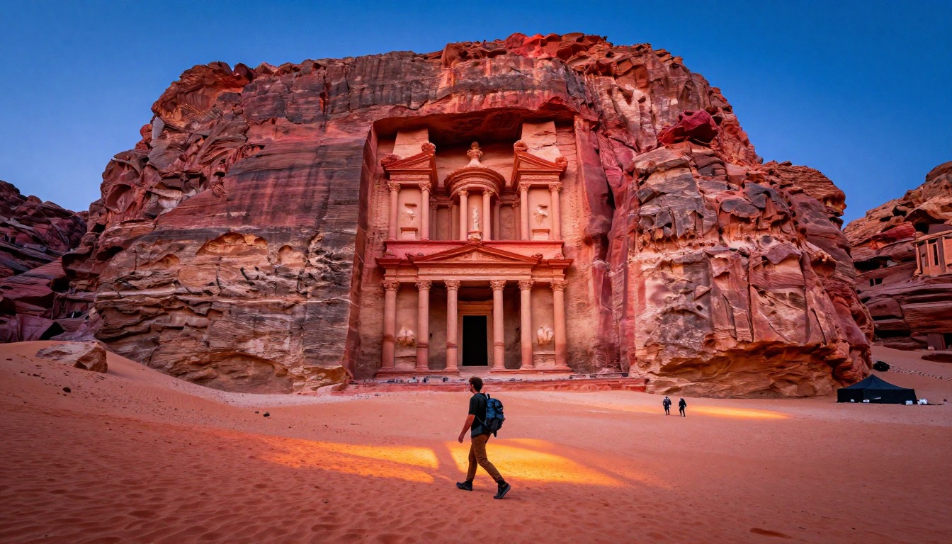 Illustration evoking Wadi Rum & the Jordan Trail to Petra