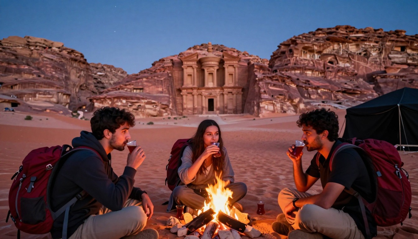 Illustration capturing a moment at Wadi Rum & the Jordan Trail to Petra