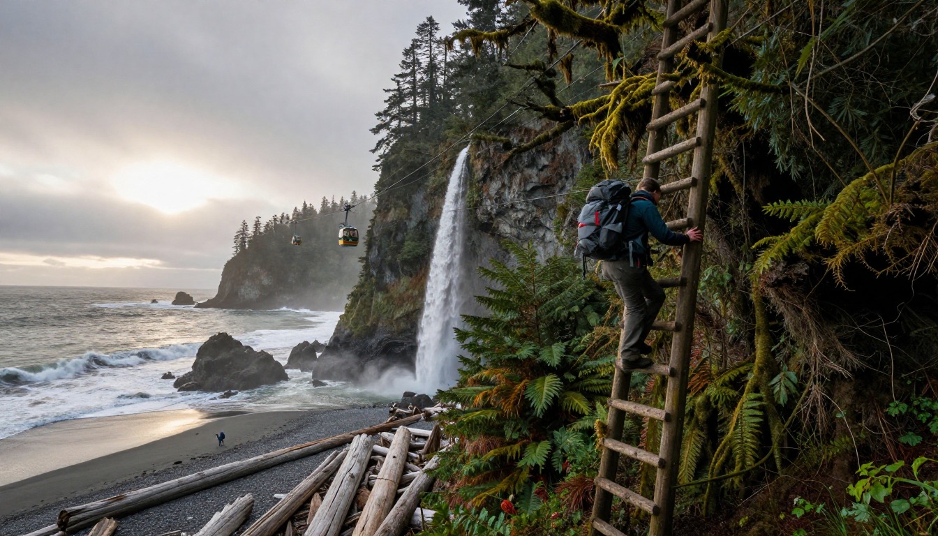Illustration evoking West Coast Trail