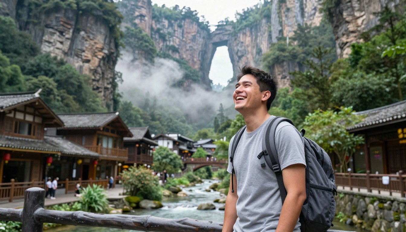 Illustration of a place to stay near Zhangjiajie — the Avatar Pillars