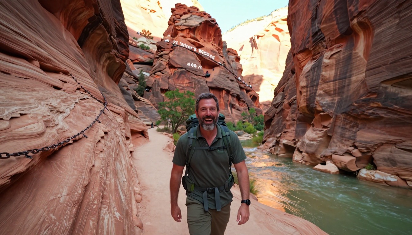 Illustration of the trail at Zion — Angels Landing & The Narrows