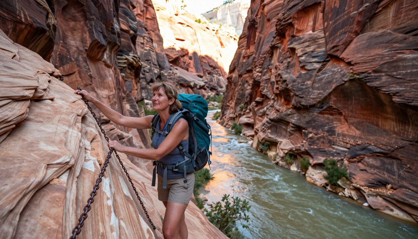 Illustration capturing a moment at Zion — Angels Landing & The Narrows